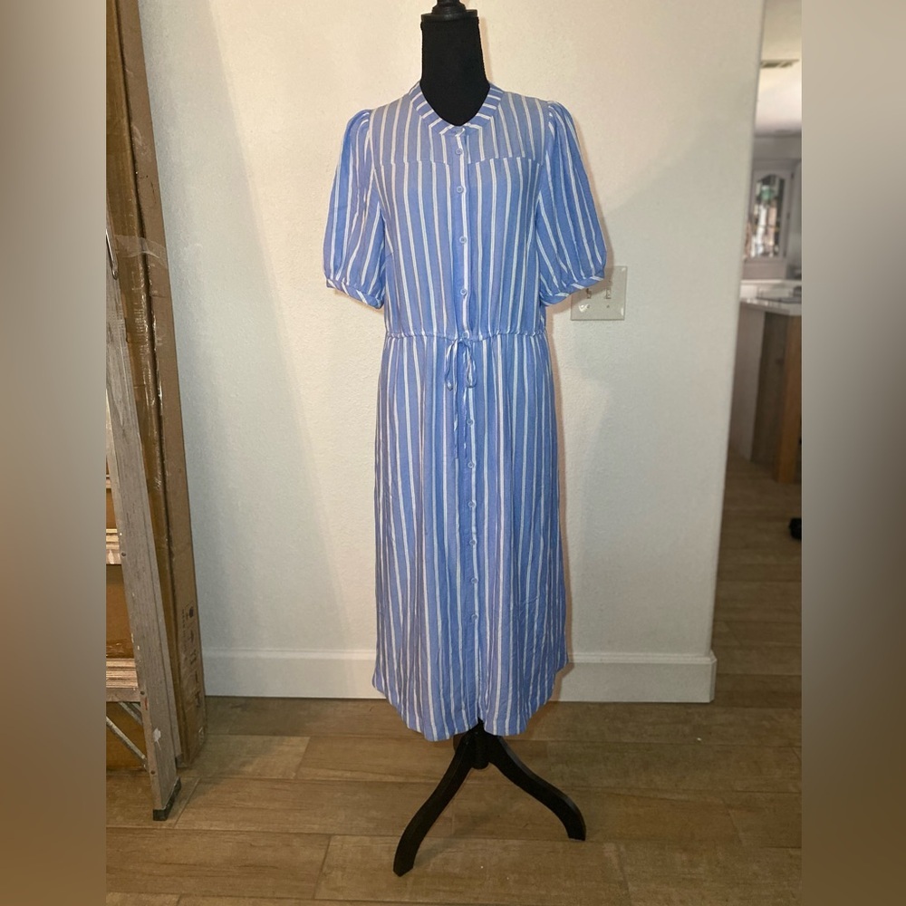 Women’s dress‎ Small Blue with White Stripe Peasants’ Collar